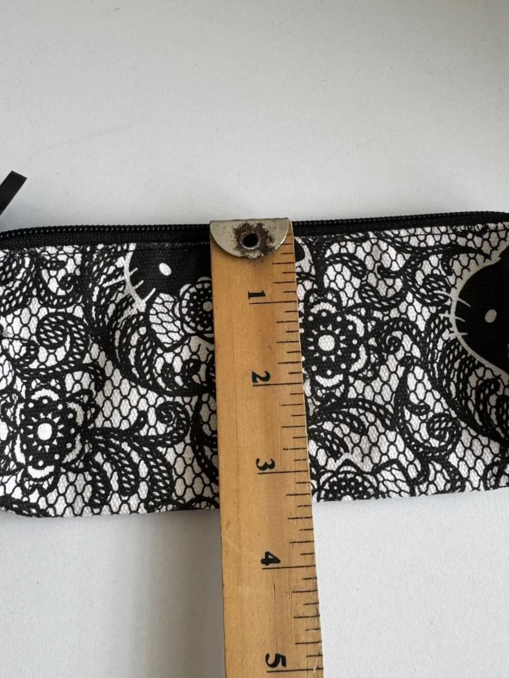 Hello Kitty Lace Print Pencil Case Makeup Pouch NWT